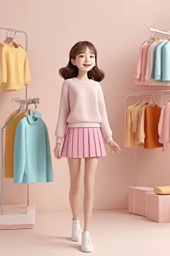 特惠专卖双12电商购物女孩人物模型