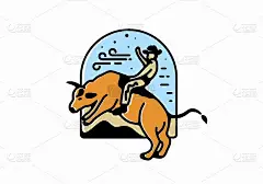 狂野牛仔线艺术插画设计