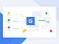 谷歌数据头像网站标志颜色图标出席集成数据插图横幅谷歌
