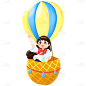 热气球开学季手绘元素贴纸 