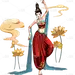 手绘-中国风人物插画贴纸-古风女性