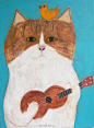 Pepe Shimada,音乐,吉他,黄白猫,插画 #喵星人#