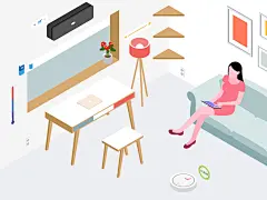 对于智能家居立体图智能物联网UI设计作品扁平化插画首页素材资源模板下载
