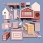 design nft ethereum architecture city building house minimal vector