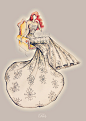 美国画家Katie Rodgers的水粉礼服手绘作品@怪兽M