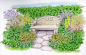  【花境手绘作品欣赏】—— 花境的主要植物有：蜀葵、石竹类、银叶菊、朝雾草、黄金艾蒿、紫菀、落新妇、岩白菜 、风铃草、铃兰 、金鸡菊 、火星花 、蒲包牡丹、毛地黄 、松果、 天人菊 、山桃草 、铁筷子 、 萱草类 、珊瑚钟、玉簪类 、鸢尾、火炬花、野芝麻 、熏衣草 、大花滨菊 、蛇鞭菊 、花叶薄荷 、美国薄荷 、月见草 、福禄考 、夏枯草 、金光菊  、鼠尾草 、银灰菊 、佛甲草 、庭菖蒲 、百里香、紫露草 、美女樱 、地被婆婆纳 、柳叶马鞭草 、 紫叶鸭跖草 、紫叶酢浆草 、虎耳草等。