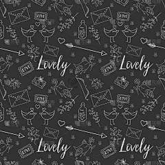 无缝模式。情人节。情人节的背景。矢量图。石墨的背景。黑暗的模式。