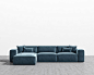 Porter Sectional : The Porter Sectional is a simple structured sofa with boxy flare and a low-set profile. Square arm rests are made like a side table, while an elevated back rest provides ample lean-back support.