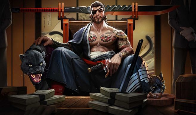王者荣耀新皮肤：黑帮教父·宫本，霸气花臂...