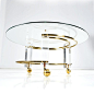 American Charles Hollis Jones Style Lucite Brass Coffee Table, Hollywood Regency For Sale