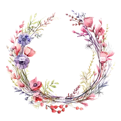 Ai产生的 自然 花朵 花圈 罂粟花 水彩 剪贴簿 装饰 设计