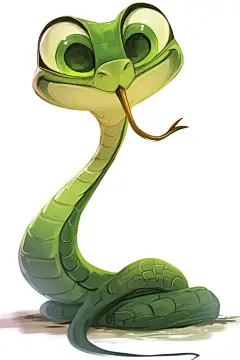 绿色蛇年蛇可爱小青蛇插画