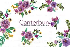 手绘水彩花卉植物设计元素 Canterbury-Watercolor-Clip-Art-Set #32538-设计元素-@美工云(meigongyun.com)