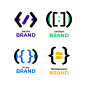Flat design code logo collection