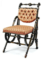 Victorian Hunzinger parcel gilt ebonized chair, c.1869.: