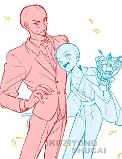 画画素材‖双人情侣超甜互动模板