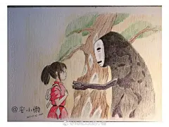 千与千寻和无脸男一起彩铅手绘教程图片 千与千寻和无脸男彩铅图片_www.youyix.com