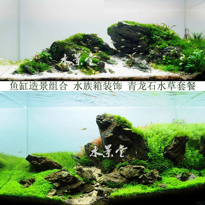 水族箱鱼缸造景装饰青龙石杜鹃根化妆沙水景...