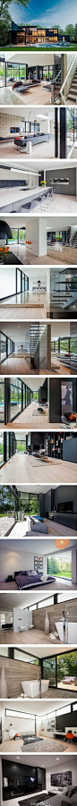 #我爱我家# 由Guido Constantino操刀设计的“44 Belvedere Residence ”黑色二层现代住宅，室内空间舒适，惬意，玻璃推拉门将后院绿洲的美景引入室内，成为一道独特的风景！ http://t.cn/8kSvANA