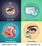 Vision realistic design concept with medical test, eye anatomy, contact lenses and drops, isolated vector illustration  