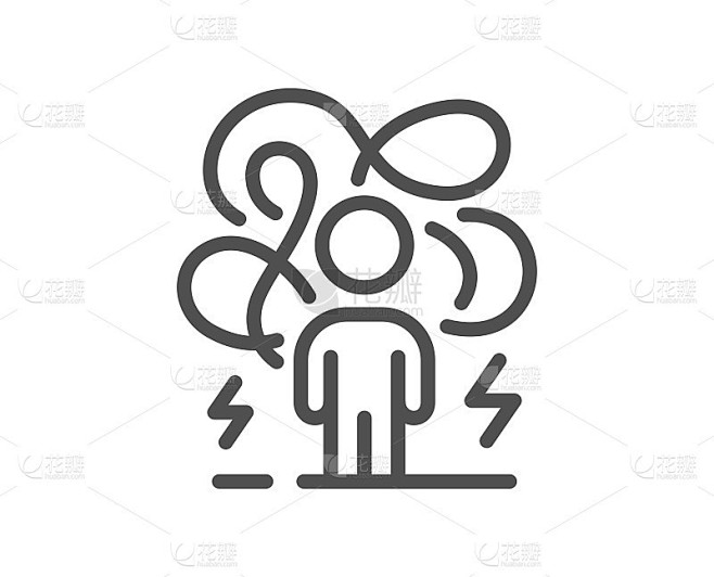 困难的压力线图标。焦虑抑郁的迹象。向量