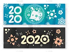 2020,矢量,春节,传统,贺卡,新年前夕,装饰物,证章,品牌名称