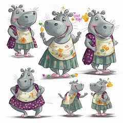 AI绘画_Prompts_cbcoburn3_holly_the_gray_hippo_in_several_poses_and_facial_expr_df123dd7-d288-4c8c-ab2b-763ab33b8591_xpanx.com