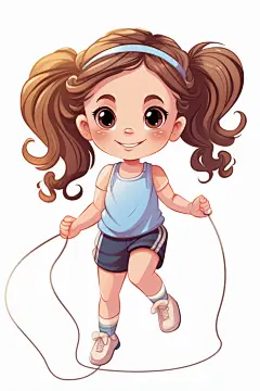 儿童跳绳体育运动插画