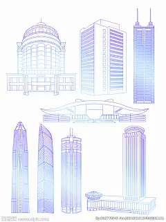 深圳地标标志性建筑装饰线稿
