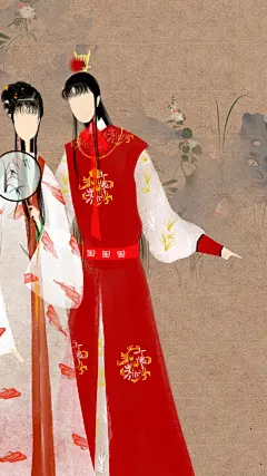 【手绘/插画/漫画】呼葱觅蒜无脸古风图集：红楼梦（林黛玉&amp;贾宝玉）