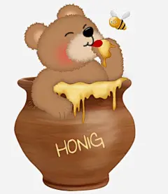 偷吃蜂蜜的小熊png免抠素材_新图网 https://ixintu.com 蜜罐 蜂蜜 蜜蜂 小熊 手绘 卡通