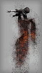 燃烧灰烬爆炸粉碎效果的photoshop动作
