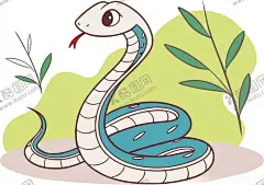 蛇手绘矢量卡通 【酷图网】2025,生肖蛇,卡通,手绘,矢量