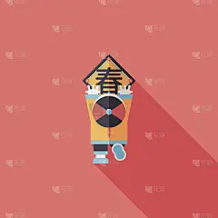 农历新年男孩贴对联平图标，eps10