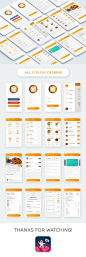 高质量精致橙色外卖登录菜品点餐APP UI Kit源文件模板设计 -2
