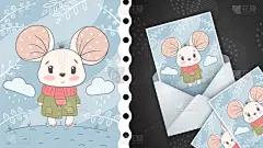 可爱的,绘画插图,鼠标,贺卡,背景分离,纺织品,玩具,信封,小的,儿童