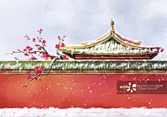 手绘,插画,大雪,节气,宫殿正版图片素材