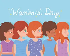 国外卡通扁平38妇女节女神女生节人物插画海报banner设计素材模板-淘宝网