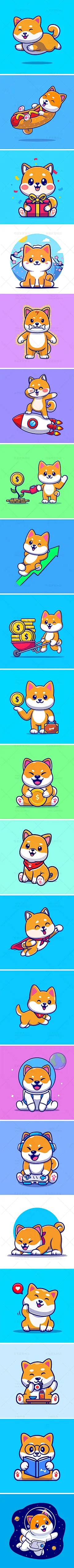卡通可爱动物吉祥物宠物柴犬小狗ip形象logo插画AI矢量设计素材-淘宝网