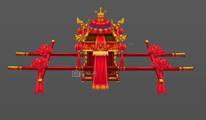 八抬大轿，古代花轿，结婚轿辇，婚庆花车，大花轿3d模型 - 节日专题 蛮蜗网