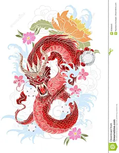 Hand Drawn Dragon Tattoo ,coloring Book Japanese Style Stock Illustration - Illustration of beautiful, drawing: 95064943