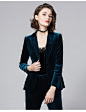 迪图2017女装丝绒外套女小西装套装上衣短款修身小西服女简约-tmall.com天猫
