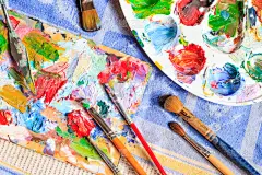 调色板,画笔,多色的,反差,字体,印象主义,工艺刀,凿子,水粉画