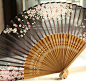 【日式和风】日本折扇 和服扇 竹柄折扇子 黑樱花S12-淘宝网