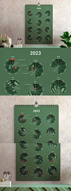 创意圆形图2023年日历设计模板 (AI,EPS)
