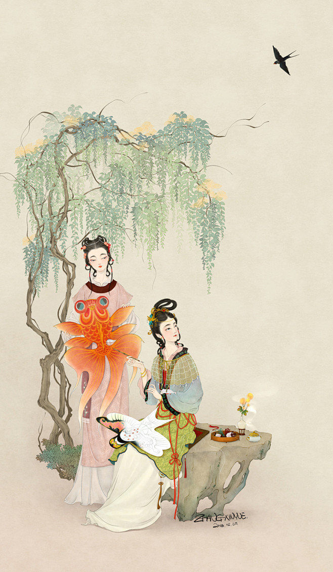 【浮生·半日】纸鸢_XINYUE__插画...