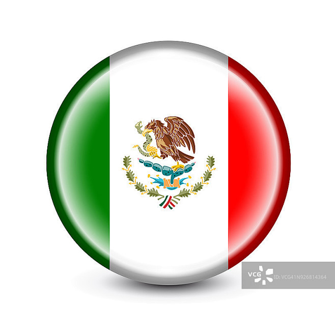 墨西哥国旗光泽的图标。矢量图图片素材