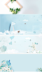 蓝色夏季夏日小清新海报banner背景