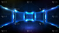 抽象未来的蓝色发光技术科幻框架hud UI背景