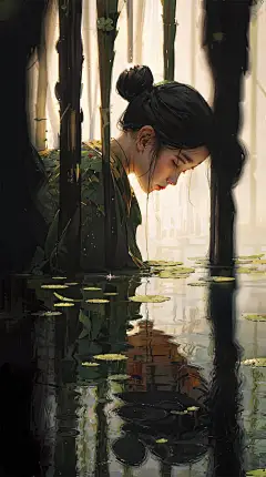 AI 插画艺术探秘！ 8 幅水之道美女人物肖像创作欣赏